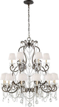 Adrianna Medium Chandelier | Antique Gild and Antiqued Crystal and Silk Shades