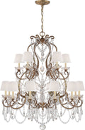 Adrianna Medium Chandelier | Gilded Iron and Crystal | Silk Shades
