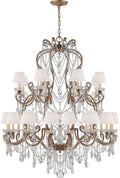 Adrianna Large Chandelier | Gilded Iron and Crystal | Silk Shades