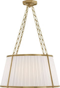 Windsor Large Hanging Shade | Natural Brass | Boxpleat Silk Shade