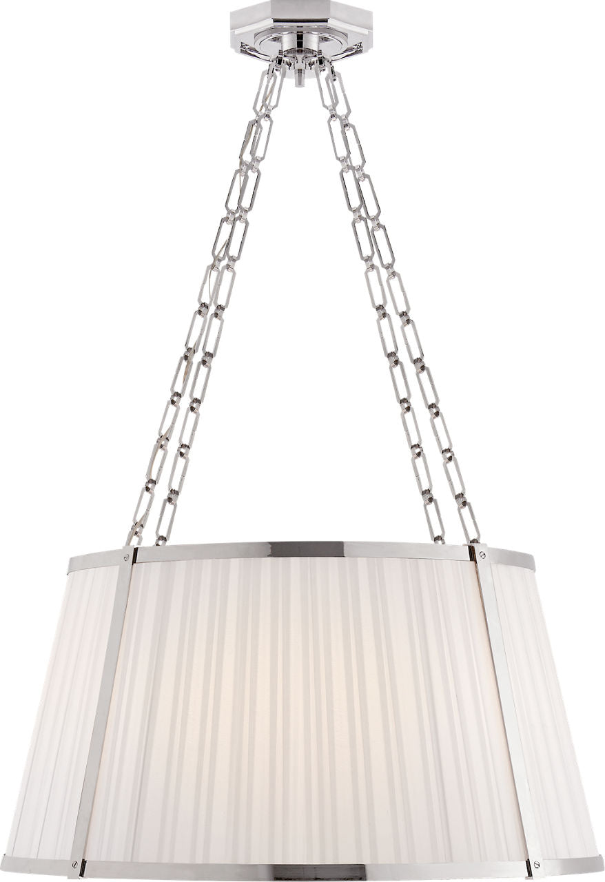 Windsor Large Hanging Shade | Polished Nickel | Boxpleat Silk Shade