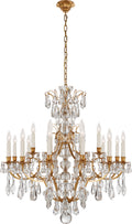 Antoinette Medium Chandelier | Natural Brass and Crystal