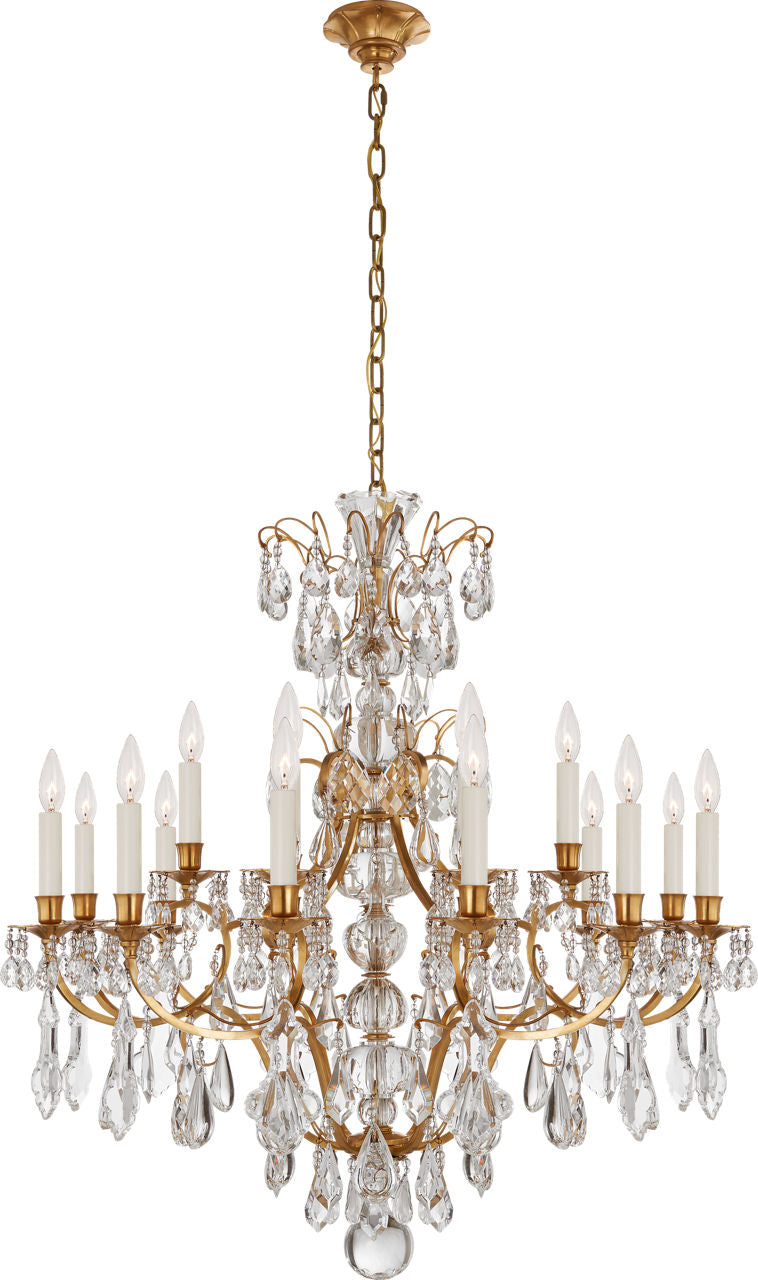 Antoinette Medium Chandelier | Natural Brass and Crystal