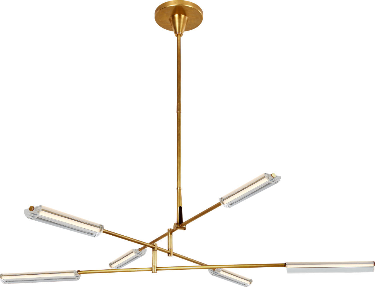 Daley Large Six Light Chandelier | Natural Brass | Clear Acrylic