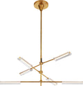 Daley Medium Six Light Chandelier | Natural Brass | Clear Acrylic