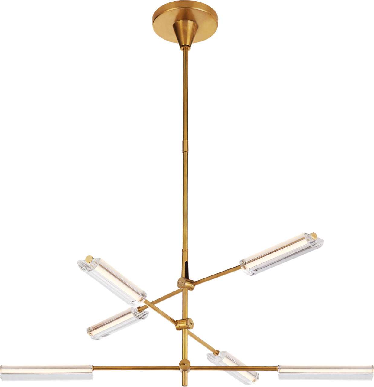 Daley Medium Six Light Chandelier | Natural Brass | Clear Acrylic