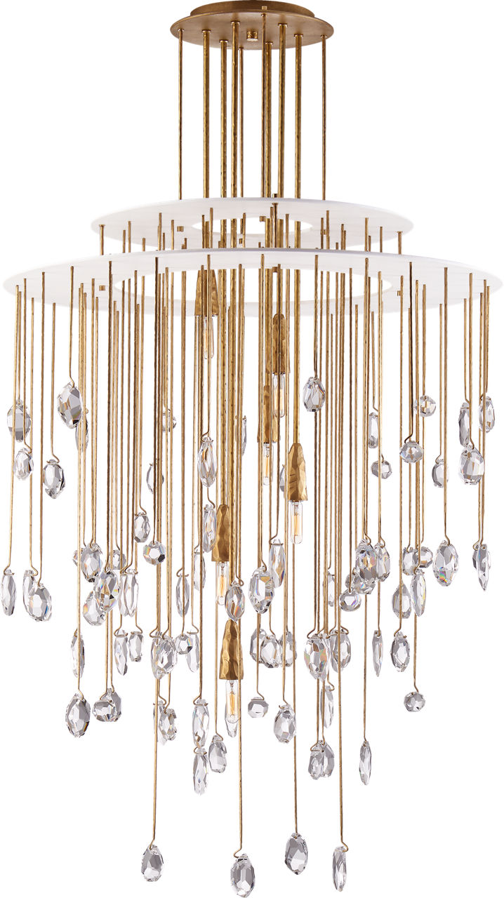 Hailee Medium Sculpted Chandelier | Natural Brass and Plaster White | Crystal