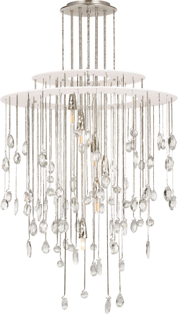Hailee Medium Sculpted Chandelier | Polished Nickel and Plaster White | Crystal