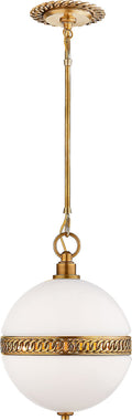 Hendricks Small Globe Pendant | Natural Brass | White Glass