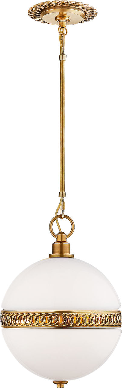 Hendricks Small Globe Pendant | Natural Brass | White Glass