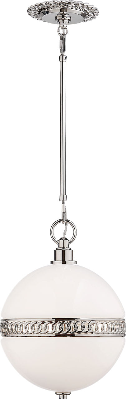 Hendricks Small Globe Pendant | Polished Nickel | White Glass