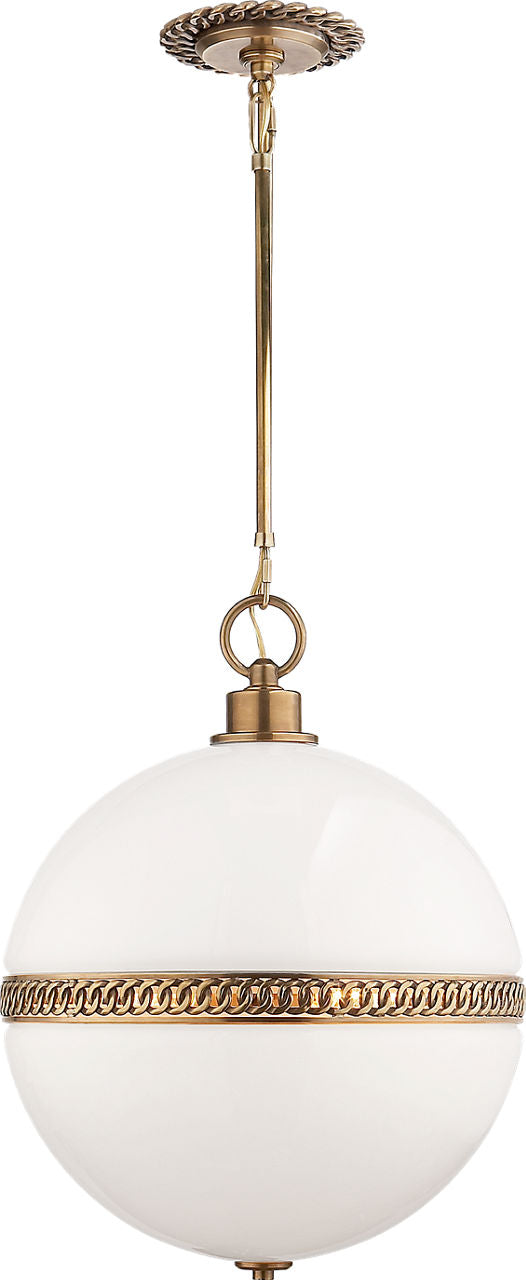 Hendricks Large Globe Pendant | Natural Brass | White Glass