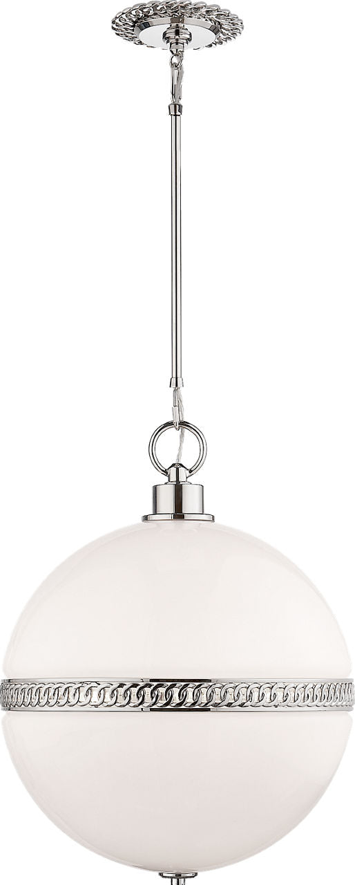 Hendricks Large Globe Pendant | Polished Nickel | White Glass