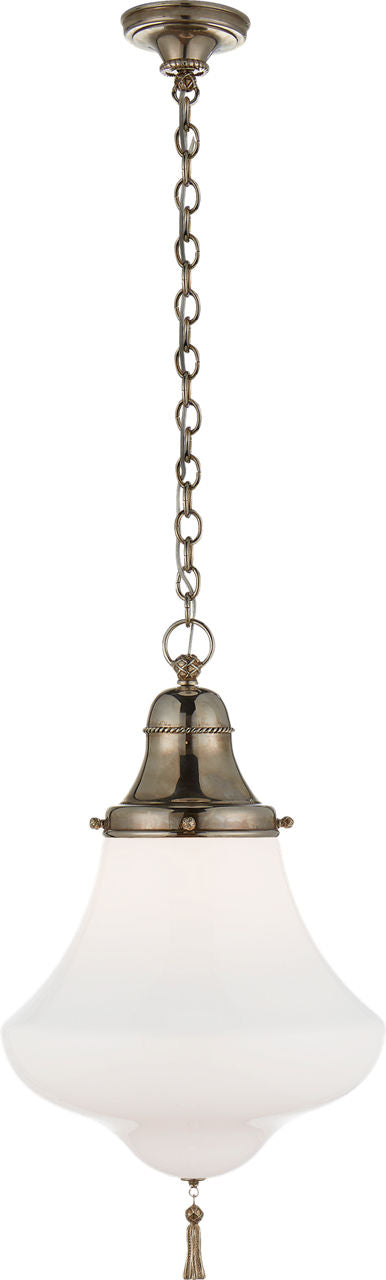 Xavier Small Pendant | Butler's Silver | White Glass
