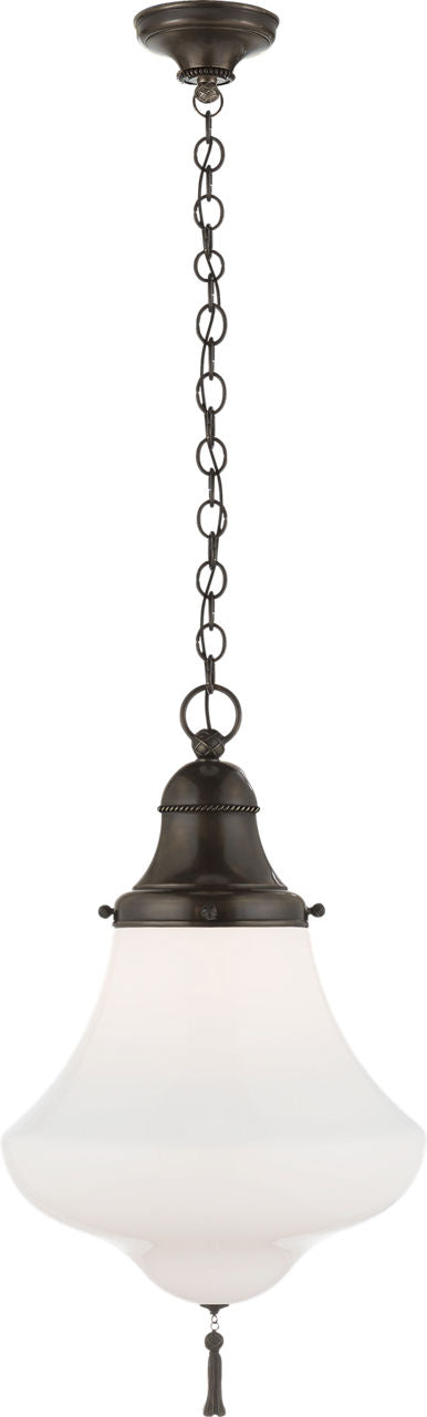 Xavier Small Pendant | Bronze | White Glass