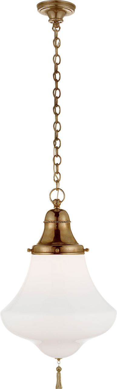 Xavier Small Pendant | Natural Brass | White Glass