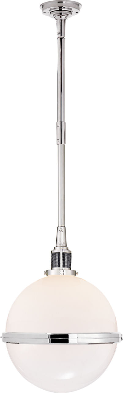 McCarren Large Globe Pendant | Polished Nickel | White Glass