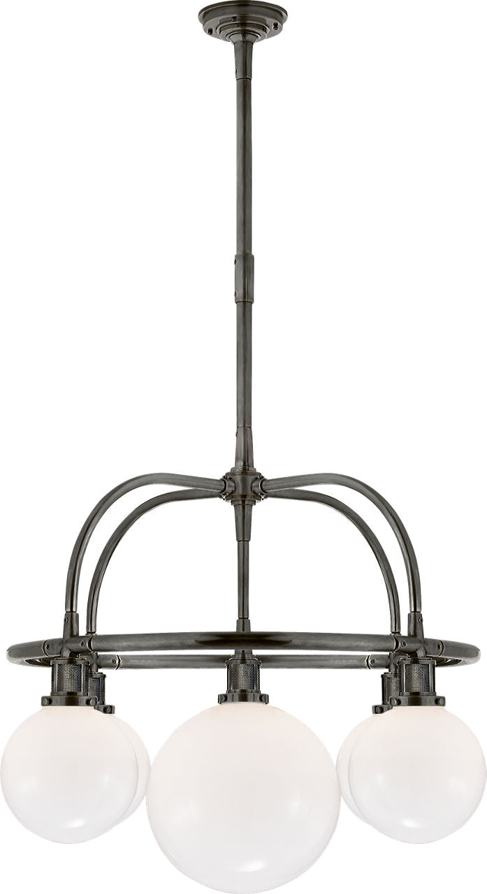 McCarren Single Tier Chandelier | Bronze | White Glass