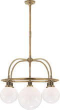 McCarren Single Tier Chandelier | Natural Brass | White Glass