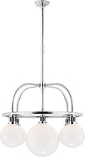 McCarren Single Tier Chandelier | Polished Nickel | White Glass