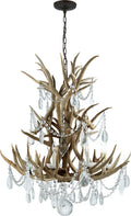 Straton Single Tier Chandelier | Natural Bone | Antiqued Crystal