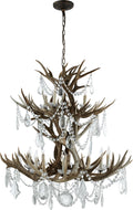 Straton Double Tier Chandelier | Natural Bone | Antiqued Crystal