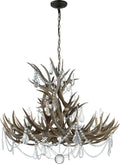 Straton Wide Chandelier | Natural Bone | Antiqued Crystal