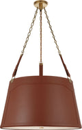 Karlie Large Hanging Shade | Natural Brass | Saddle Leather and Acrylic Diffuser
