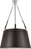 Karlie Large Hanging Shade | Polished Nickel | Chocolate Leather Shade and Acrylic Diffuser