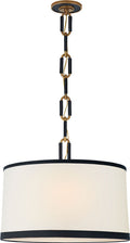 Cody Medium Hanging Shade | Natural Brass | Linen Shade and Navy Leather Trim