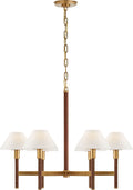 Radford Medium Chandelier | Natural Brass and Natural Rift Oak | Linen Shades