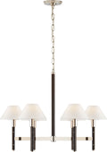 Radford Medium Chandelier | Polished Nickel and Black Ebony | Linen Shades