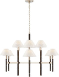 Radford Large Two Tier Chandelier | Polished Nickel and Black Ebony | Linen Shades