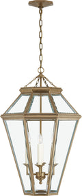 Edmund Medium Lantern | Natural Brass | Clear Beveled Glass