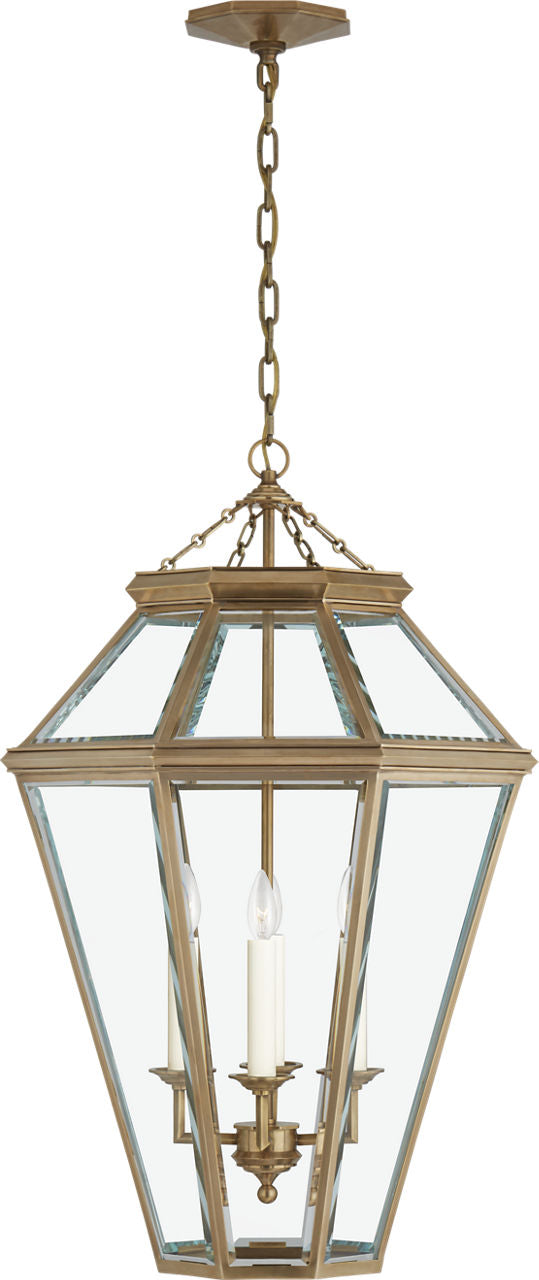 Edmund Medium Lantern | Natural Brass | Clear Beveled Glass