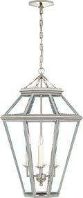 Edmund Medium Lantern | Polished Nickel | Clear Beveled Glass