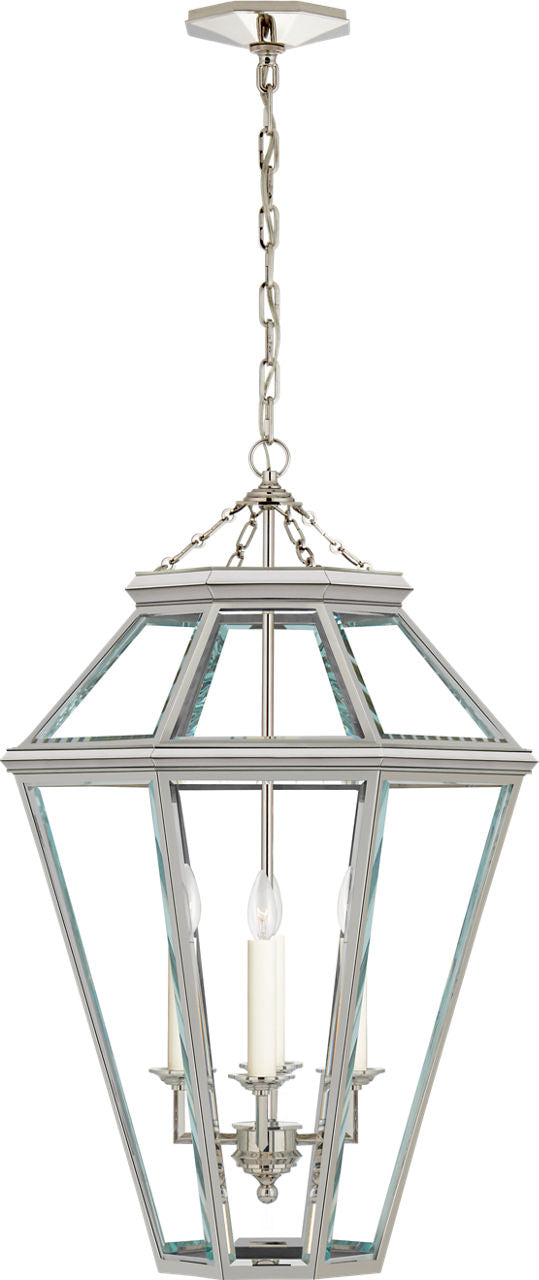 Edmund Medium Lantern | Polished Nickel | Clear Beveled Glass