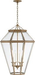 Edmund Large Lantern | Natural Brass | Clear Beveled Glass