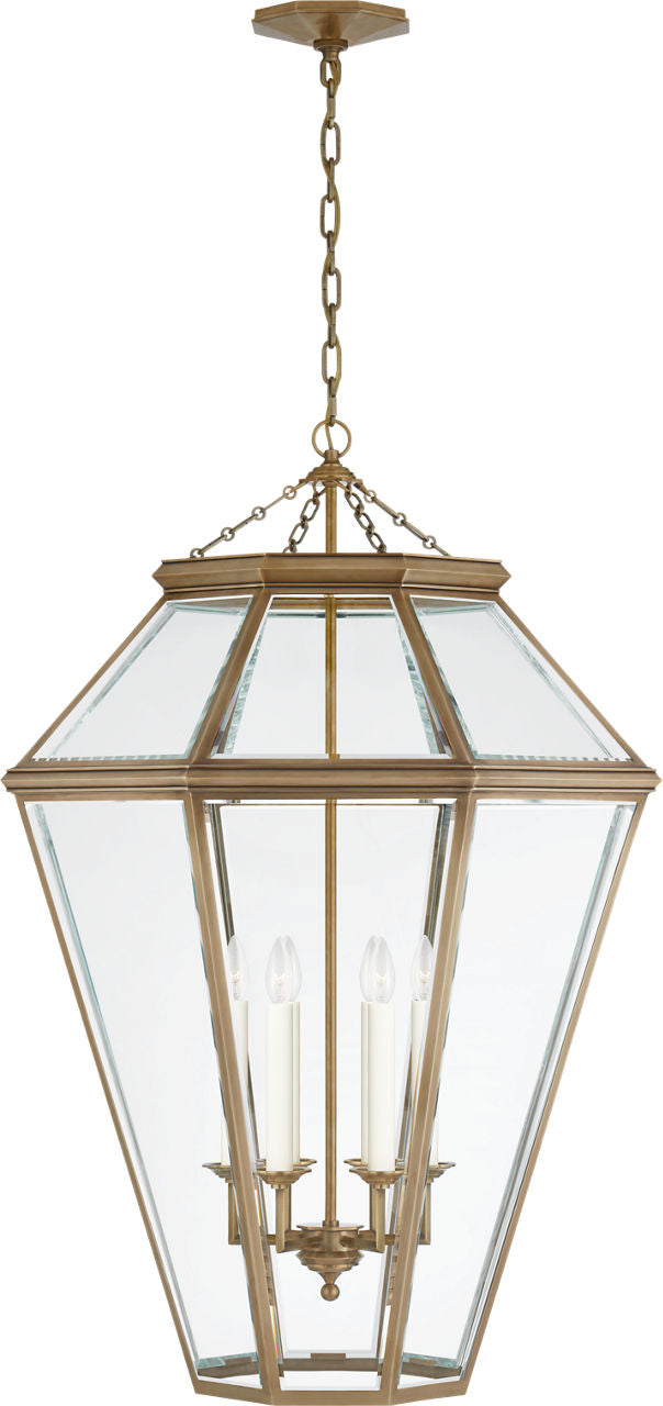 Edmund Large Lantern | Natural Brass | Clear Beveled Glass