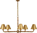 Dalfern Large Chandelier | Waxed Bamboo and Natural Brass | Natural Brass Shades