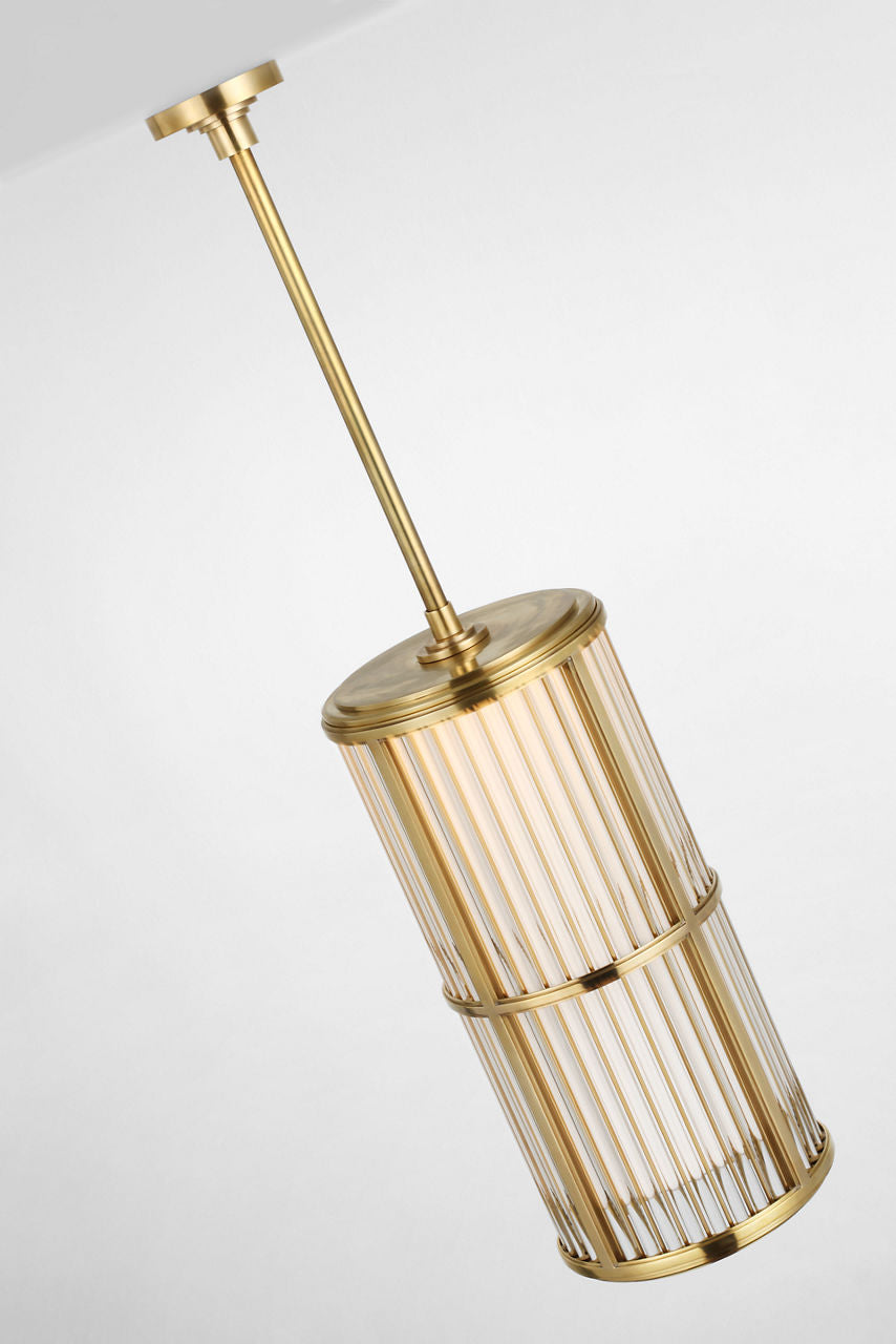 Perren 10" Pendant | Natural Brass and Glass Rods