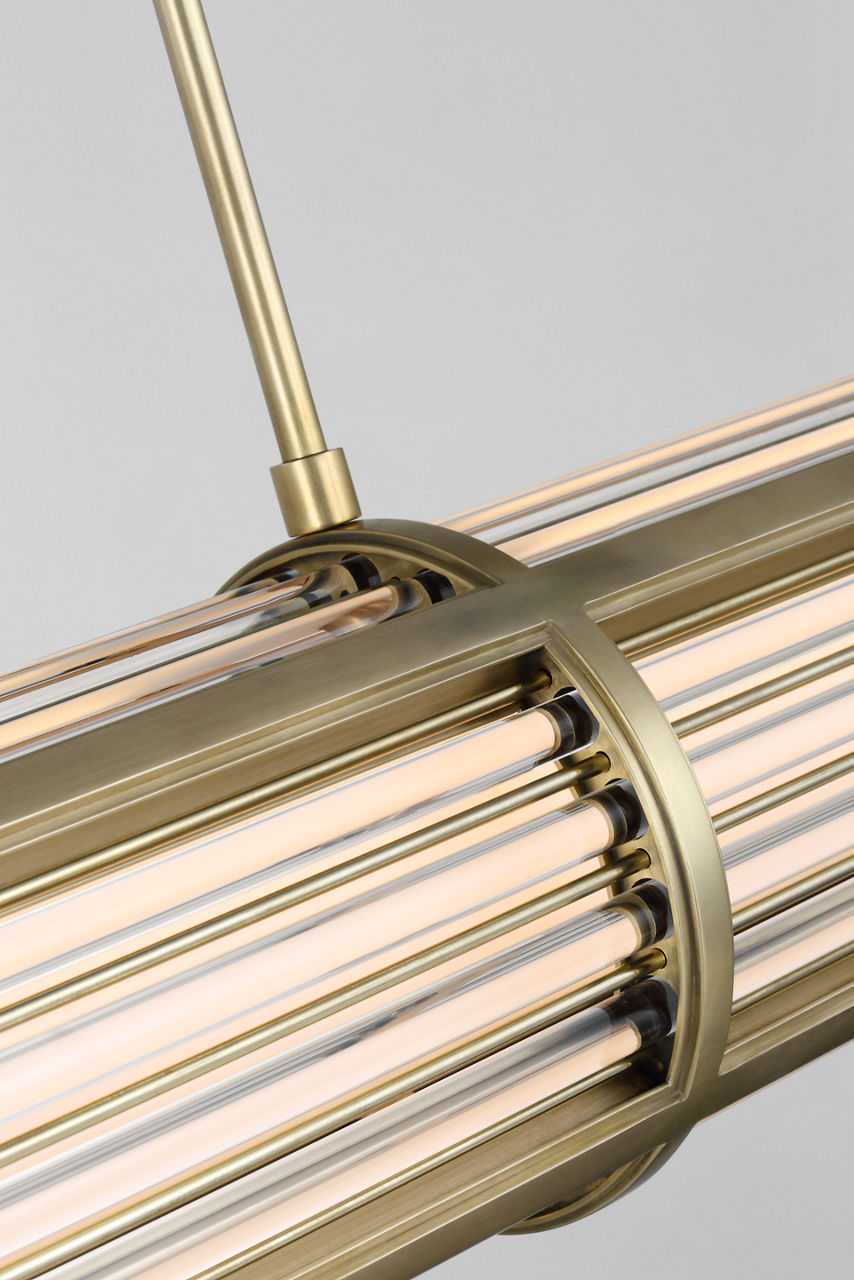 Perren Large Linear Chandelier | Natural Brass