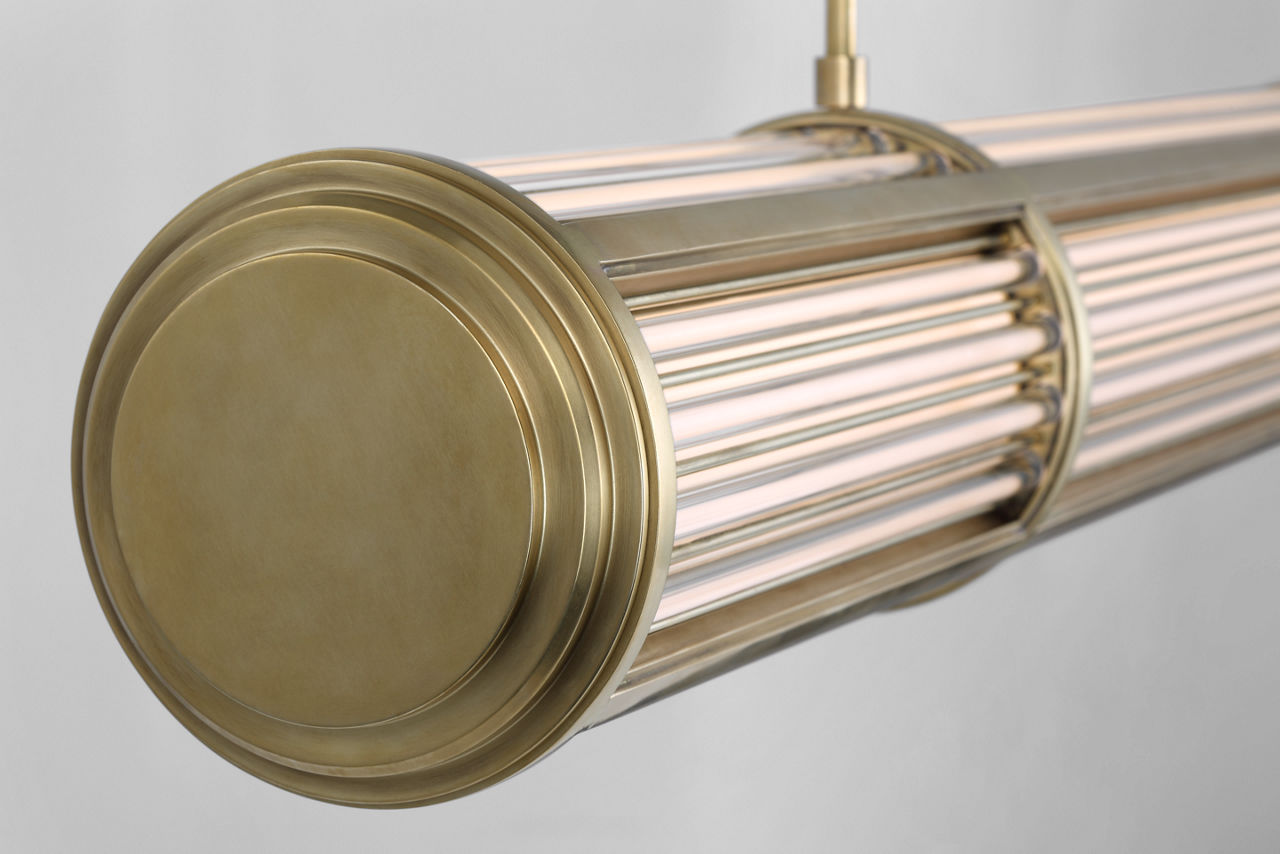 Perren Large Linear Chandelier | Natural Brass