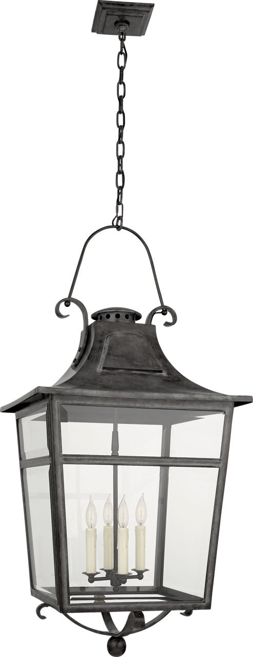 Carrington Large Lantern | French Rust | Clear Glass