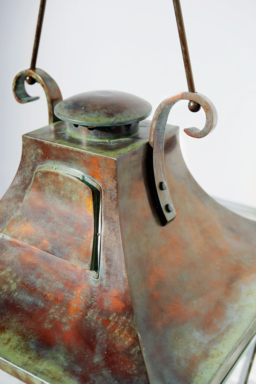 Carrington Large Lantern | Weathered Verdigris | Clear Glass