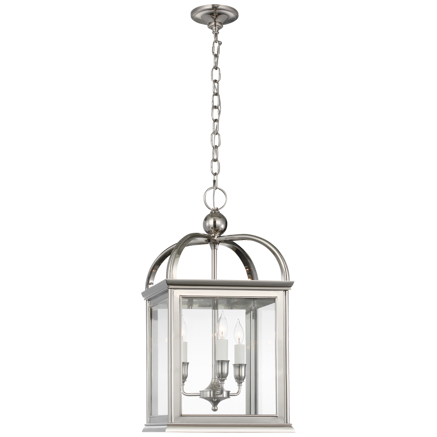 Rhoades 16" Lantern | Polished Nickel | Clear Glass