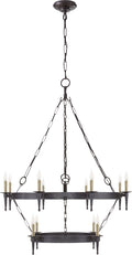Branson Medium Two-Tiered Ring Torch Chandelier | Aged Iron