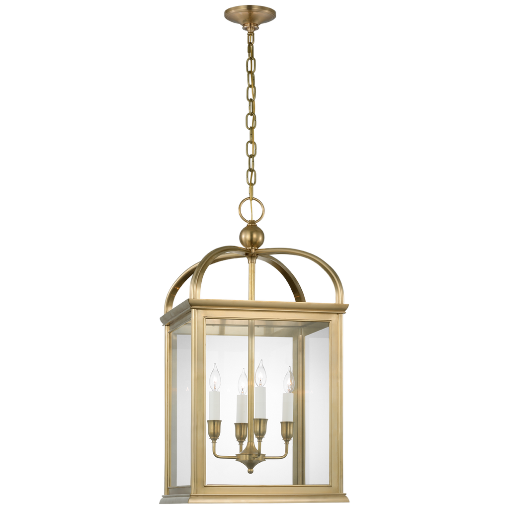 Rhoades 19" Lantern | Natural Brass | Clear Glass