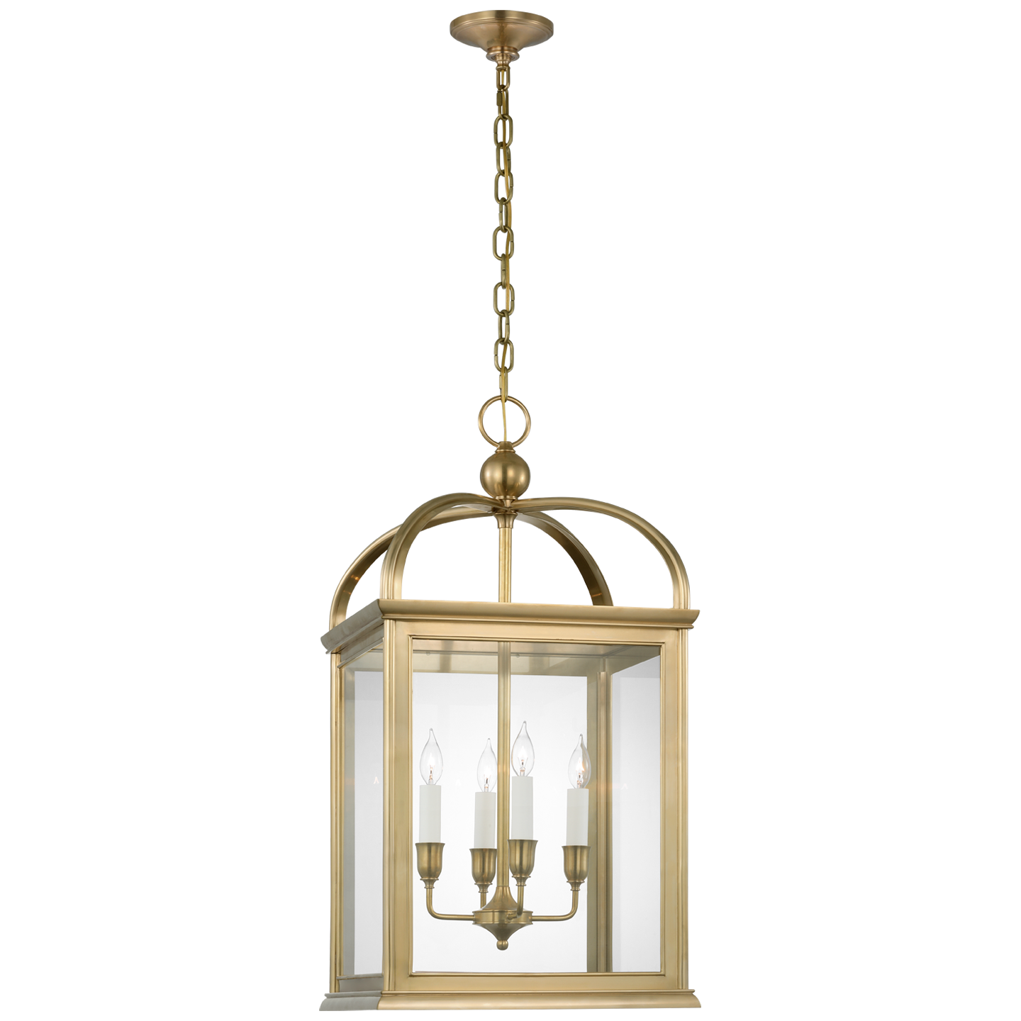 Rhoades 19" Lantern | Natural Brass | Clear Glass