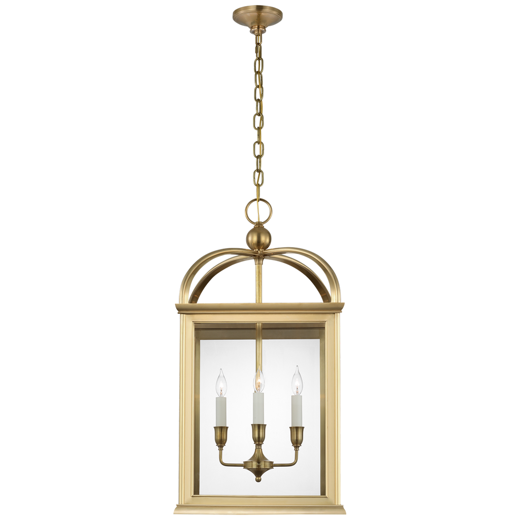Rhoades 19" Lantern | Natural Brass | Clear Glass